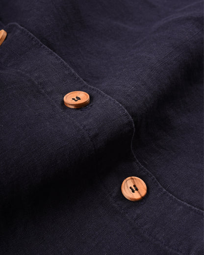 ARMOR LUX LADIES BOXY FIT LINEN SHIRT - SEAL