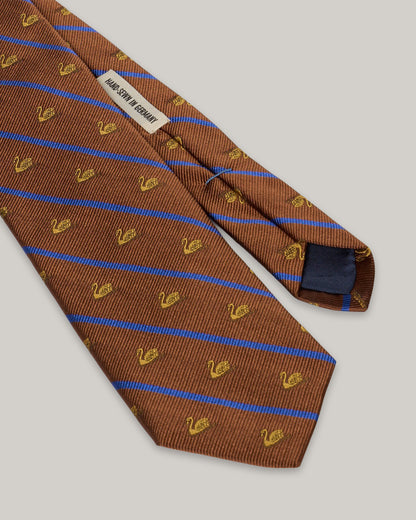 MERZ B. SCHWANEN SILK TIE - SWAN DRIFT - TEAK