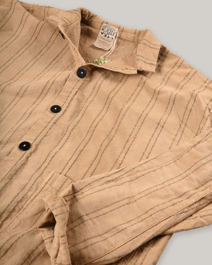 TENDER ISOSCELES SHIRT - WOOL STRIPE COTTON TATTERSALL - DRAB WELD