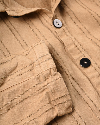 TENDER ISOSCELES SHIRT - WOOL STRIPE COTTON TATTERSALL - DRAB WELD