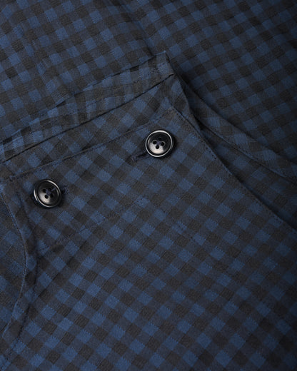 TS(S) GINGHAM PLAID SIDE BUTTON SLEEVELESS DRESS - NAVY