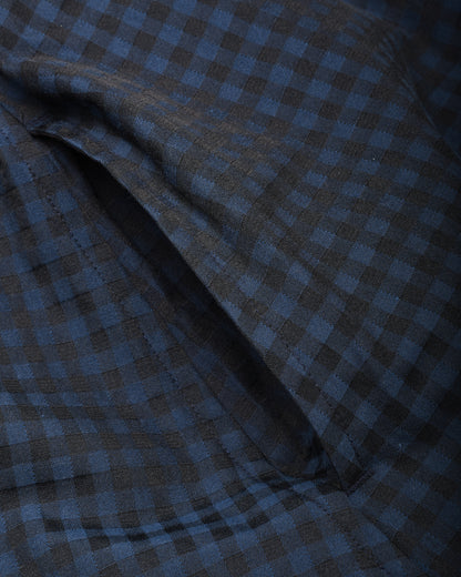 TS(S) GINGHAM PLAID SIDE BUTTON SLEEVELESS DRESS - NAVY