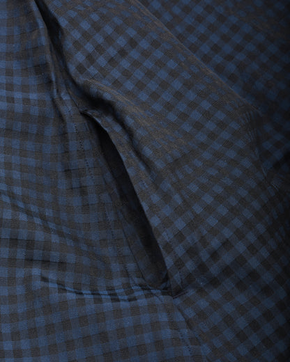 TS(S) GINGHAM PLAID SIDE BUTTON SLEEVELESS DRESS - NAVY