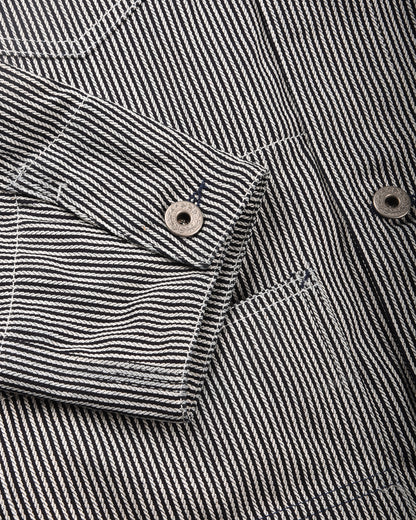 BLUE BLANKET JEANS J10  RAILROAD JACKET - INDIGO HICKORY STRIPE