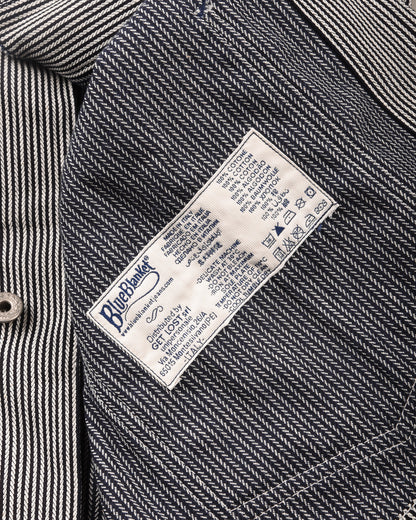 BLUE BLANKET JEANS J10  RAILROAD JACKET - INDIGO HICKORY STRIPE
