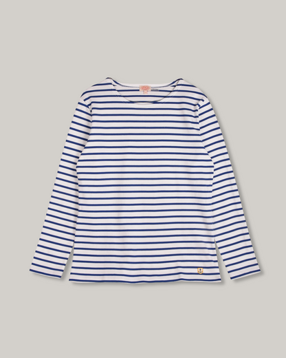 ARMOR LUX LADIES HERITAGE BRETON SHIRT L/S - WHITE/ ETOILE ROYAL BLUE