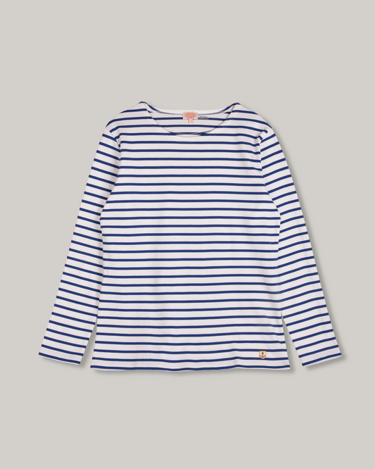 ARMOR LUX LADIES HERITAGE BRETON SHIRT L/S - WHITE/ ETOILE ROYAL BLUE