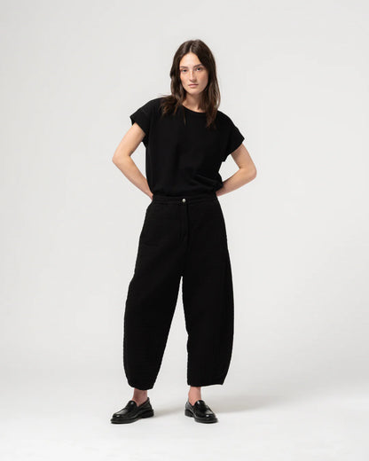 GIRLS OF DUST KARATE PANTS - SASHIKO COTTON - BLACK