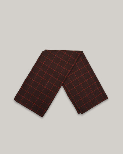 WORK WORKS ZIGZAG EMBROIDERY JERSEY SCARF - BROWN/ ORANGE