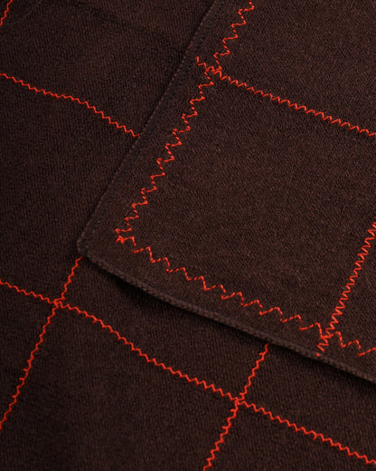 WORK WORKS ZIGZAG EMBROIDERY JERSEY SCARF - BROWN/ ORANGE