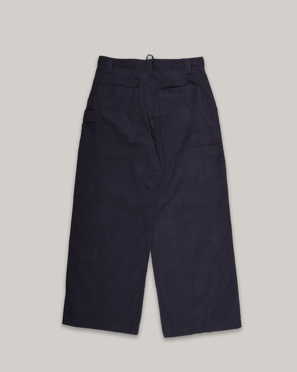 WORK WORKS WOMEN'S UTILITY POCKET STRAIGHT RELAXED PANTS - NAVY CORDUROY