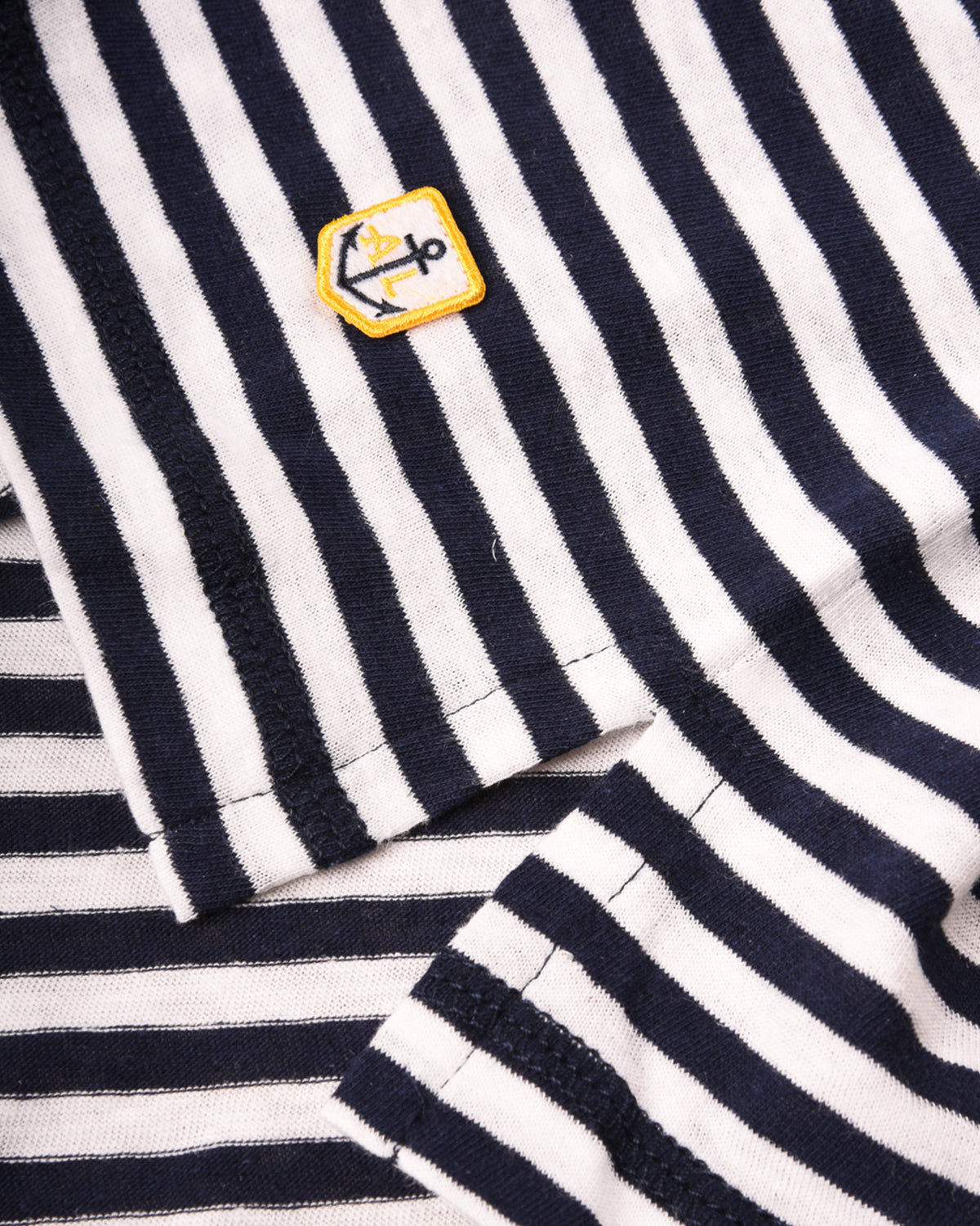ARMOR LUX LADIES STRIPED COTTON/ LINEN T-SHIRT - WHITE/ SEAL