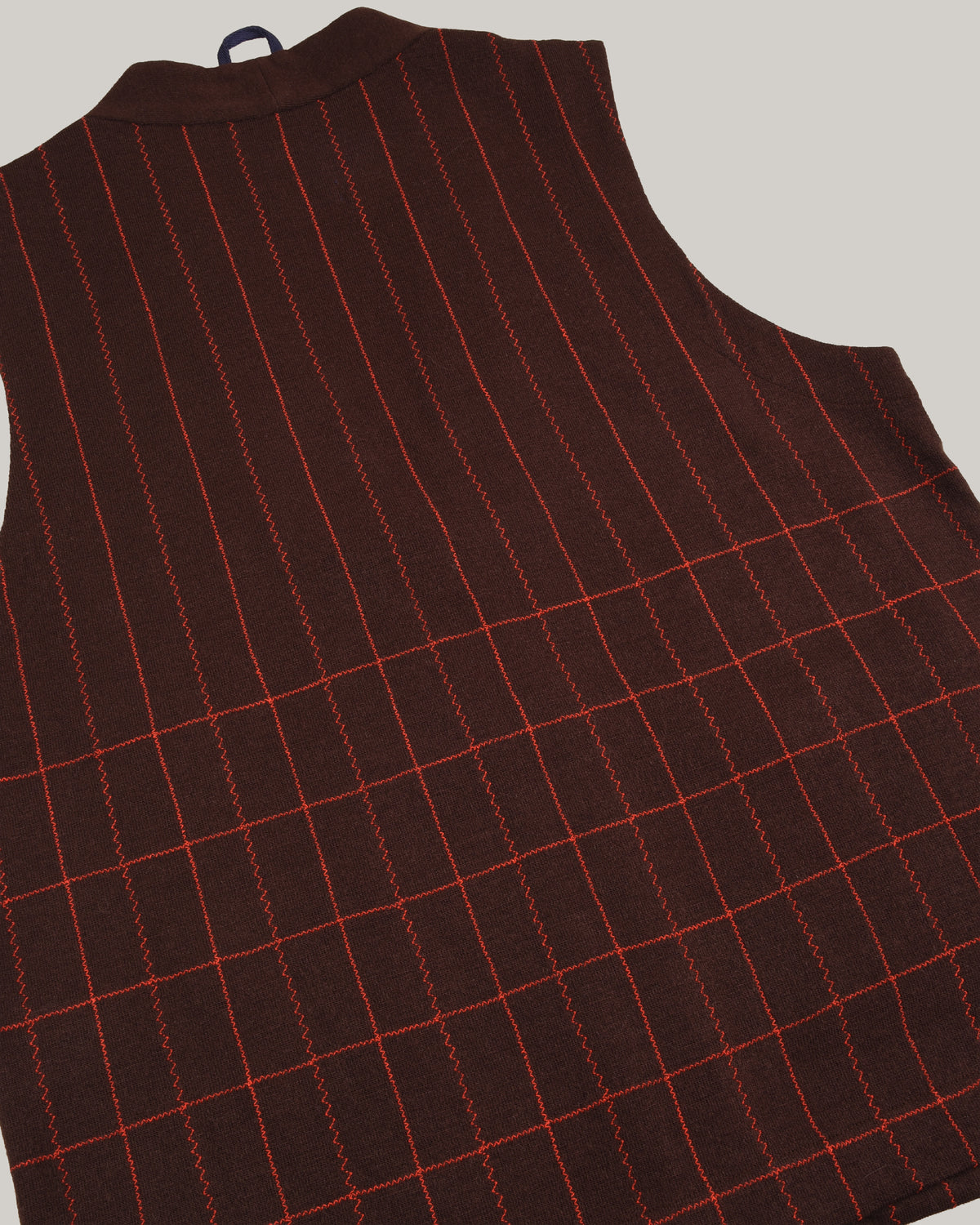 WORK WORKS WOMEN'S ZIGZAG EMBROIDERY V-NECK VEST - BROWN/ ORANGE