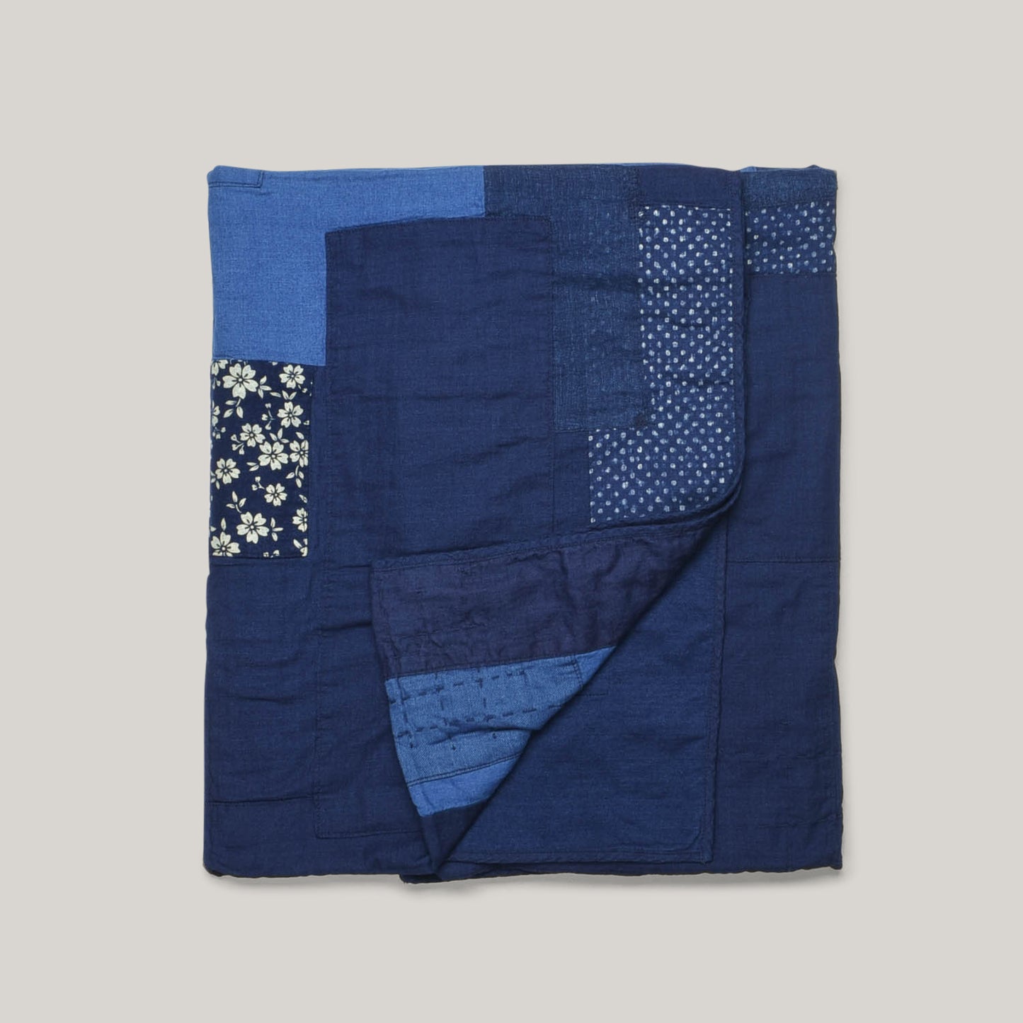 BLUE BLUE JAPAN INDIGO PATCHED BLANKET