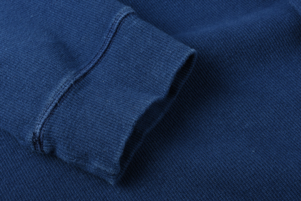 BLUE BLUE JAPAN SLUB COTTON HAND DYED CREW NECK LS TEE - BLUE