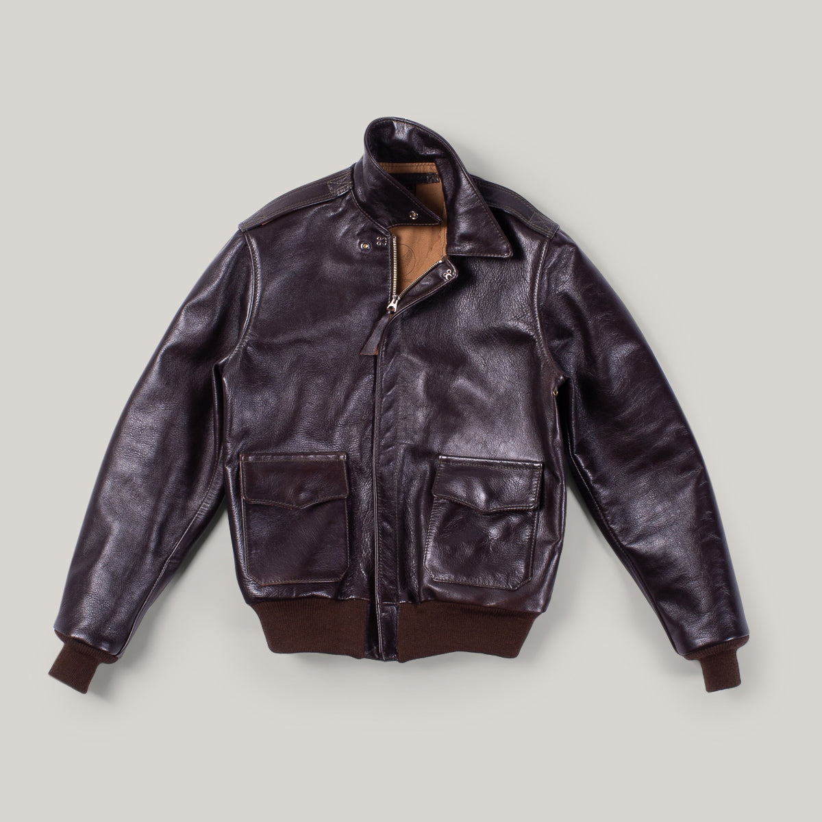 AERO LEATHER A2 BRONCO - SEAL HORSEHIDE/MID BROWN  KNIT