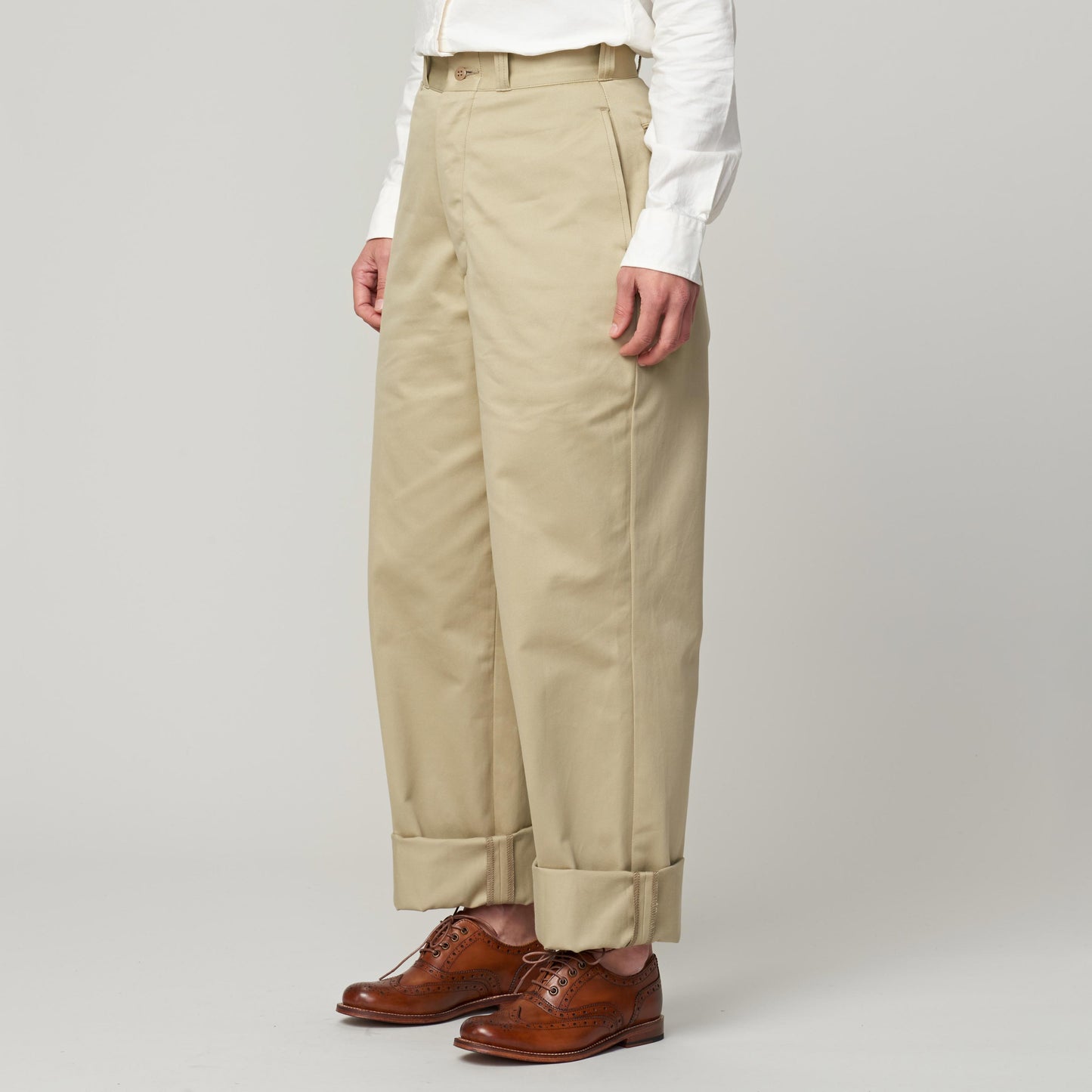 LENO CHINO TROUSERS - BEIGE