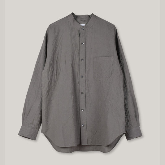 TS(S) SEERSUCKER BAGGY FIT BAND COLLAR SHIRT - GRAY